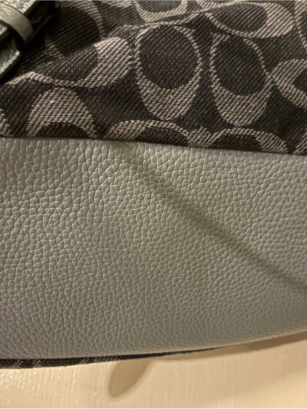 Coach Signature Canvas Backpack with Light Blue Leather Trim